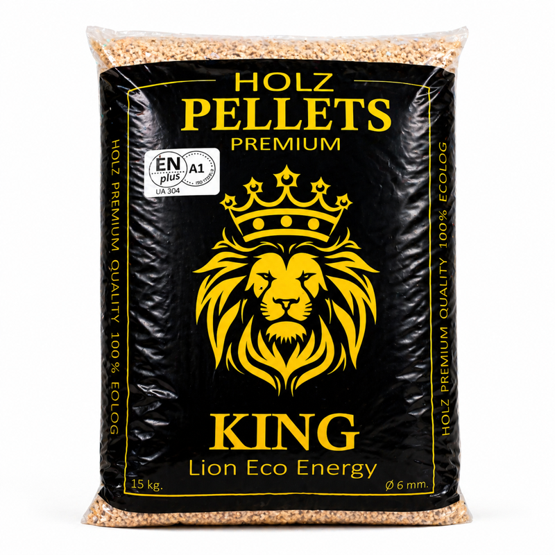 Drevené pelety KING ENplus A1 – 6 mm, 1050 kg ,15 kg (prémiová kvalita, nízky popol)